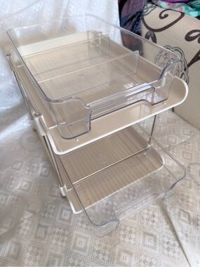 Clear & White 2-Tier Desktop Organizer Trays - Home Storage
